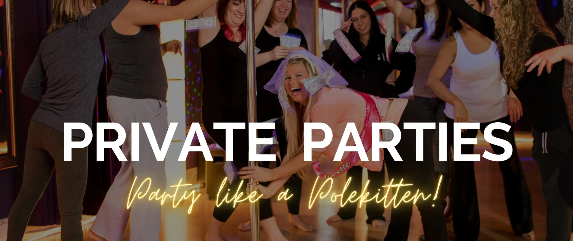 Private bachelorette party at PoleKittens Fitness Cincinnati pole dance studio, party like a PoleKitten